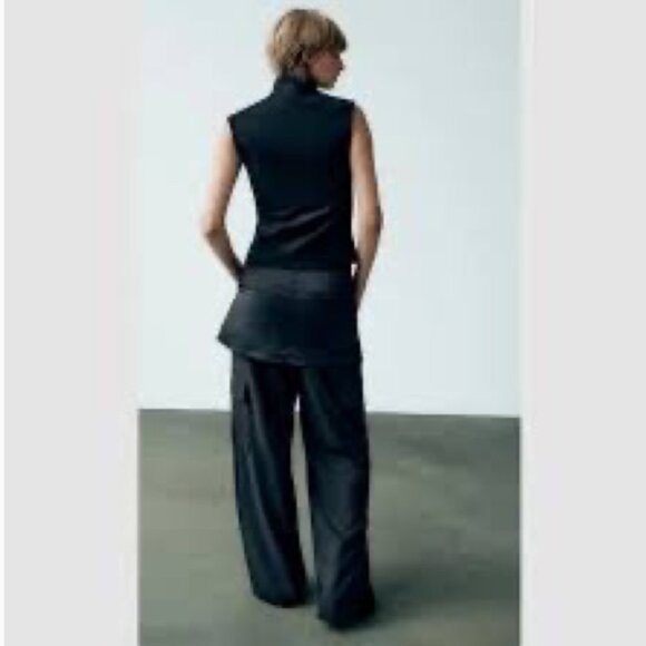 ZARA Skirt Over High-Waist Black Cargo Pants Trousers, Size M - Picture 10 of 16